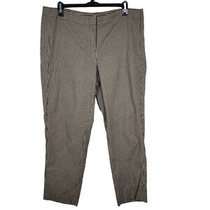 J. Jill Ankle Pant Size 14 Plaid Black Tan Stretch Cotton Straight Slim Mid Rise